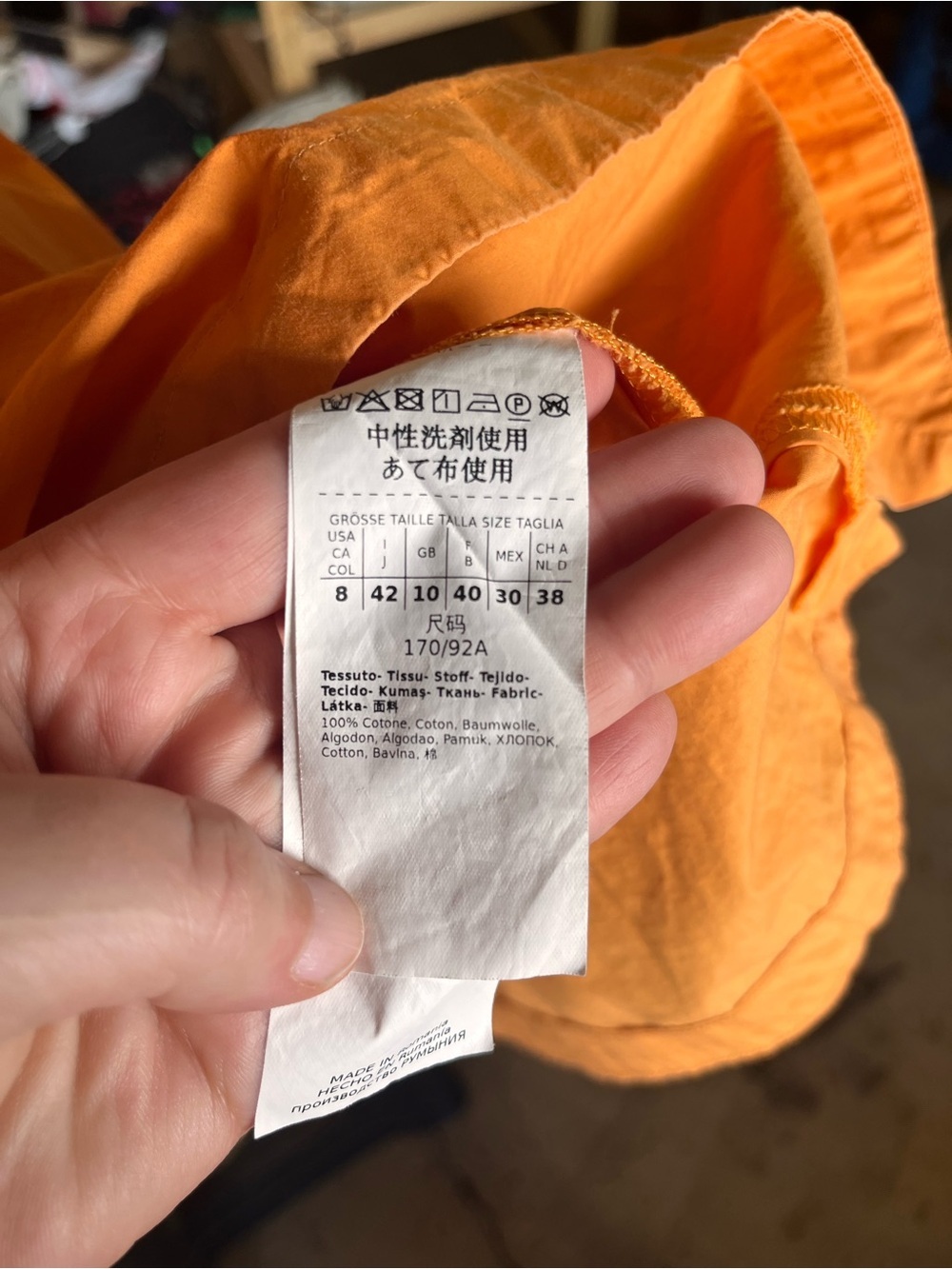 Weekend Max Mara Orange Poplin Ccotton Short-Sleeve A-Line Dress 8 - Picture 13 of 13